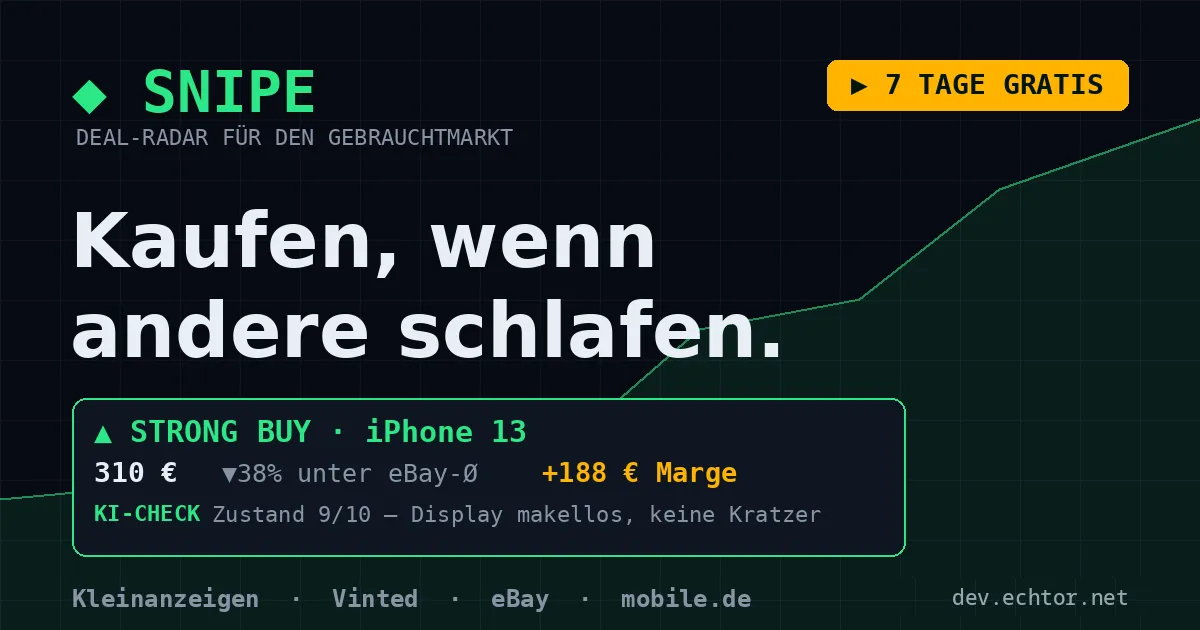 Snipe: Deal-Radar für den Gebrauchtmarkt im Börsenlook
