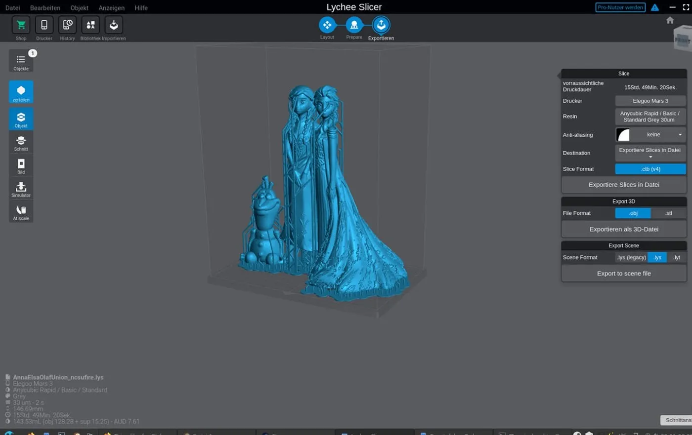 Slicer-Software mit einem 3D-Modell