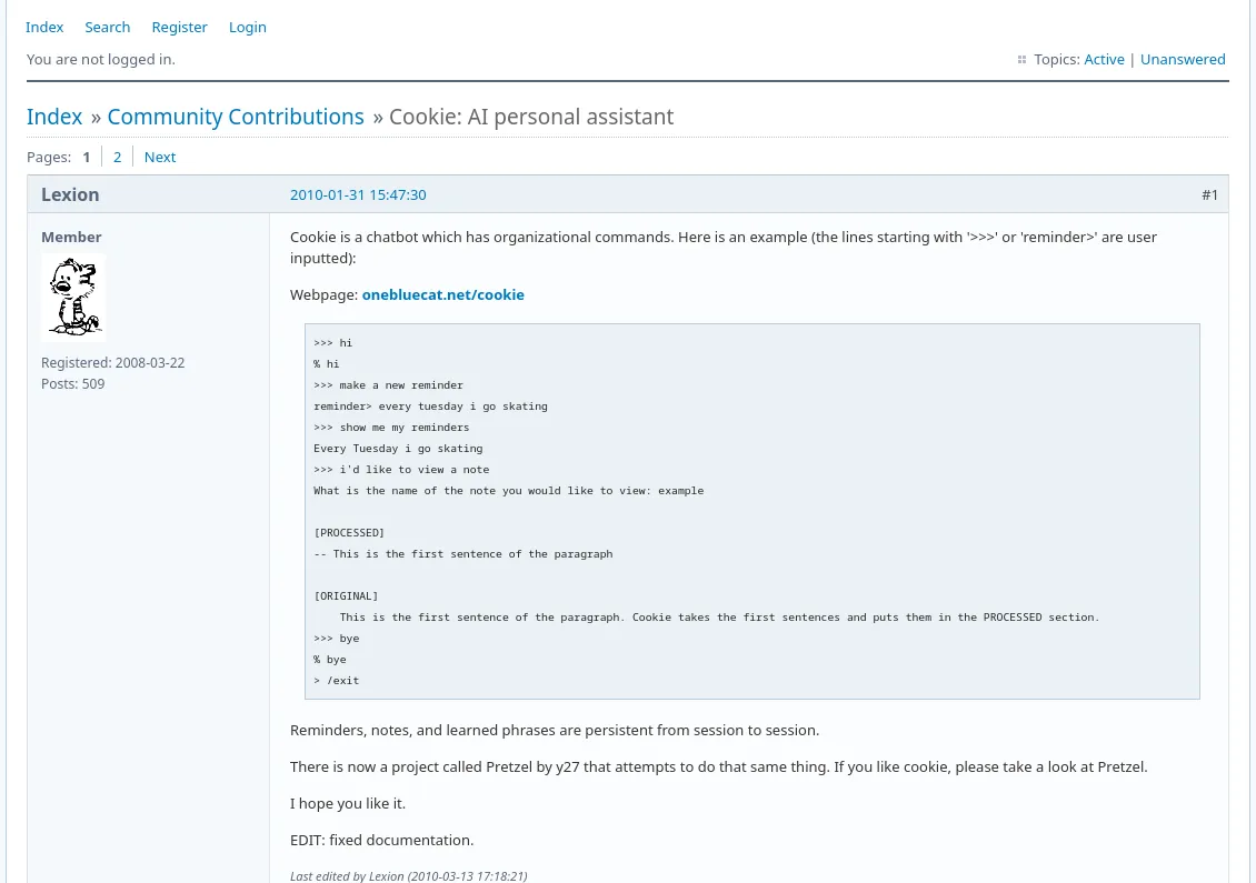 Arch-Forum, Thread über einen KI-Assistenten fürs Terminal